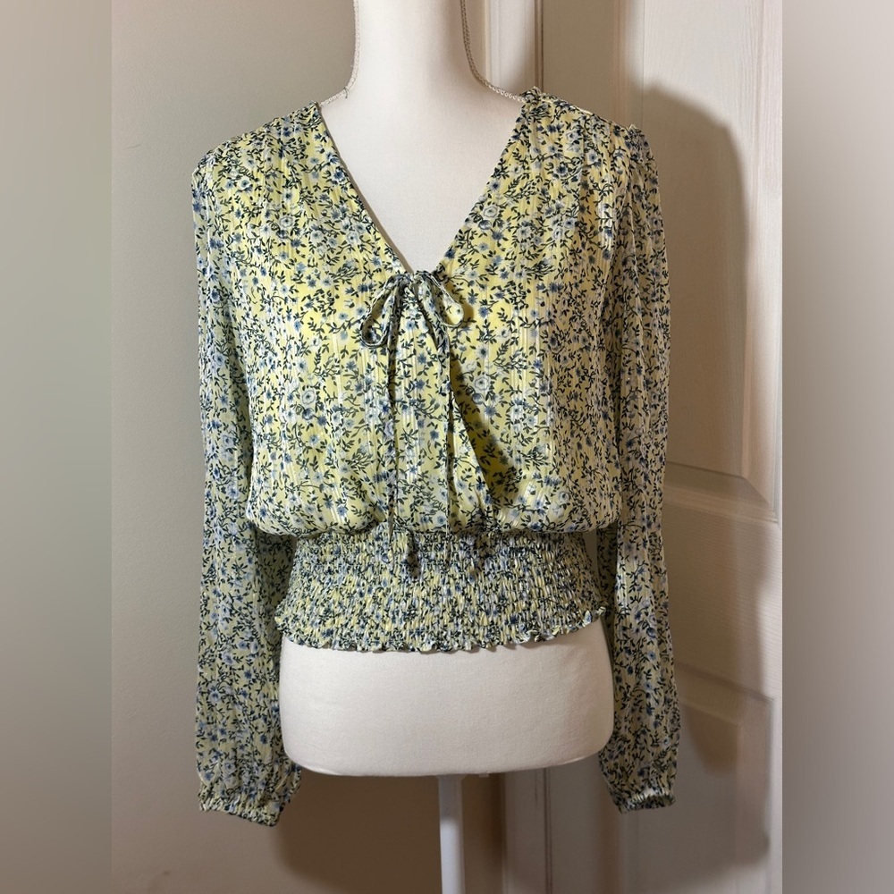 autres filles cross over tie front floral print blouse.